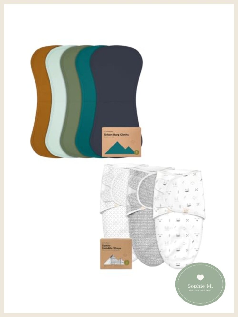 KeaBabies 5-Pack Burp Cloths & 3-Pack Baby Swaddle Sleep Sacks